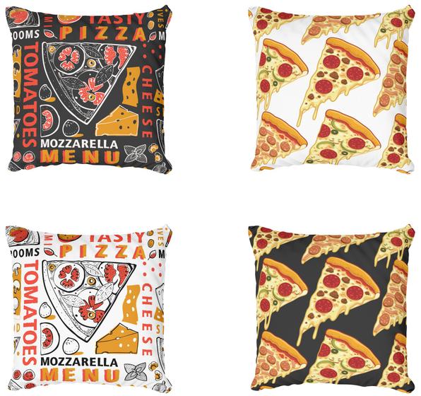 Imagem de Kit 4 Capas De Almofadas Decorativa Pizza