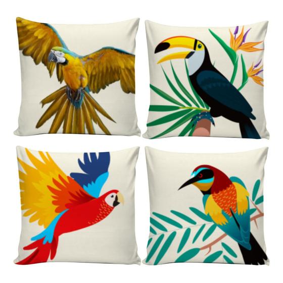 Imagem de Kit 4 Capas de Almofadas Decorativas Animais 45x45 com Zíper - Iv Enxovais