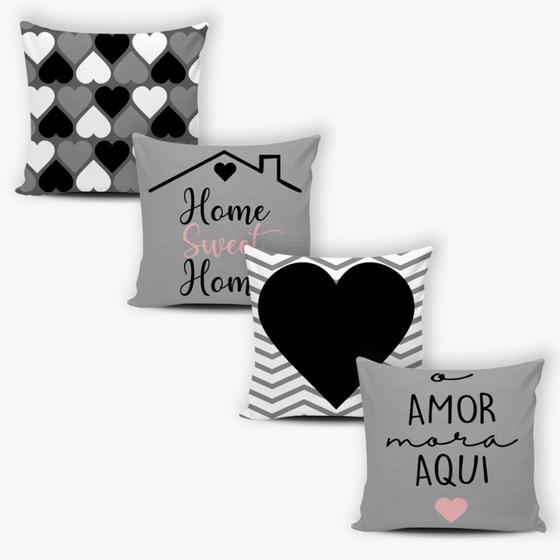 Imagem de Kit 4 Capas de Almofadas Decorativas com Zíper 42cm X 42cm  Varias  Estampas