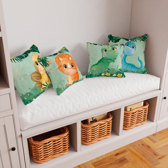 Imagem de Kit 4 Capas De Almofadas Decorativas Dino Baby Turminha