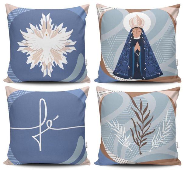 Imagem de Kit 4 Capas de Almofadas Decorativas Estampadas - Fé - VKAZA