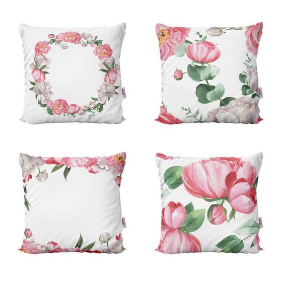 Imagem de Kit 4 Capas de Almofadas Floral Decorativas Para Sofá 40x40 - Novadecora