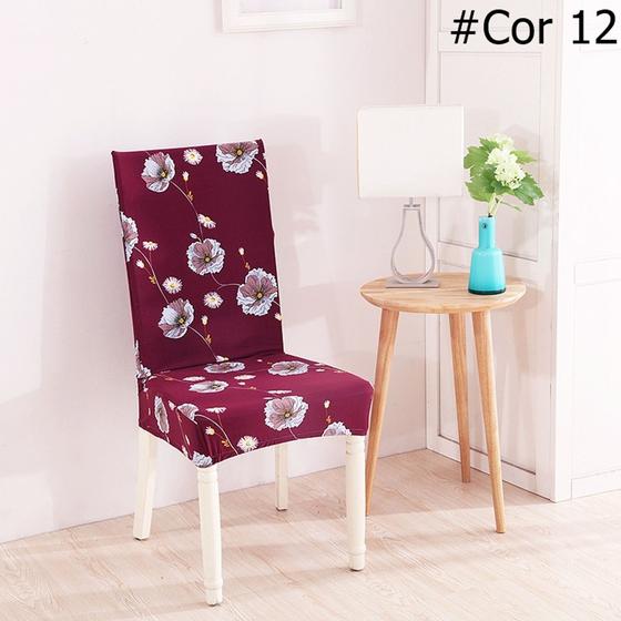 Imagem de Kit 4 Capas de Cadeira Spandex Mesa Sala de Jantar, Estampada, tamanho Universal com Elástico