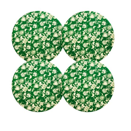 Imagem de Kit 4 Capas de Sousplat Redondo Verde floral - 35x35 cm