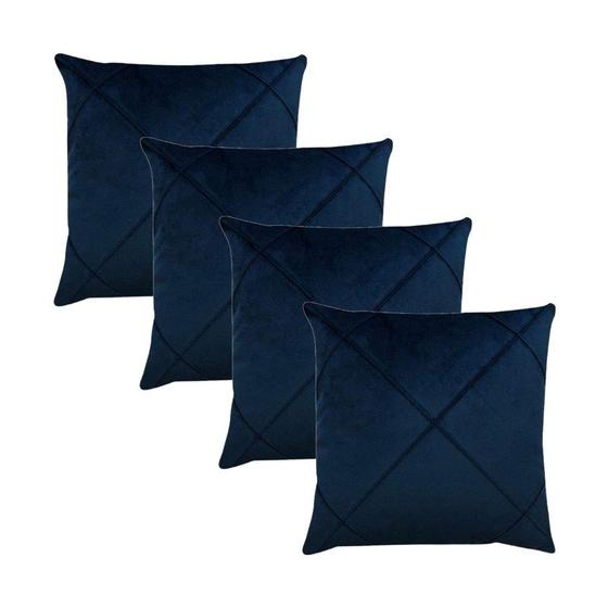 Imagem de Kit 4 Capas para Almofada Drapeada em Veludo Quadrada Várias Cores