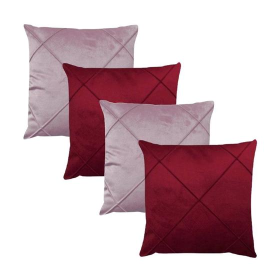 Imagem de Kit 4 Capas para Almofada Drapeada em Veludo Quadrada Várias Cores