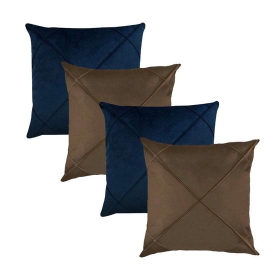 Imagem de Kit 4 Capas para Almofada Drapeada em Veludo Quadrada Várias Cores