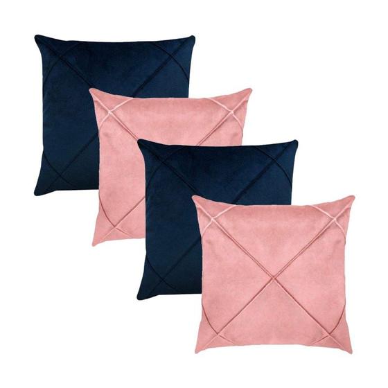 Imagem de Kit 4 Capas para Almofada Drapeada em Veludo Quadrada Várias Cores