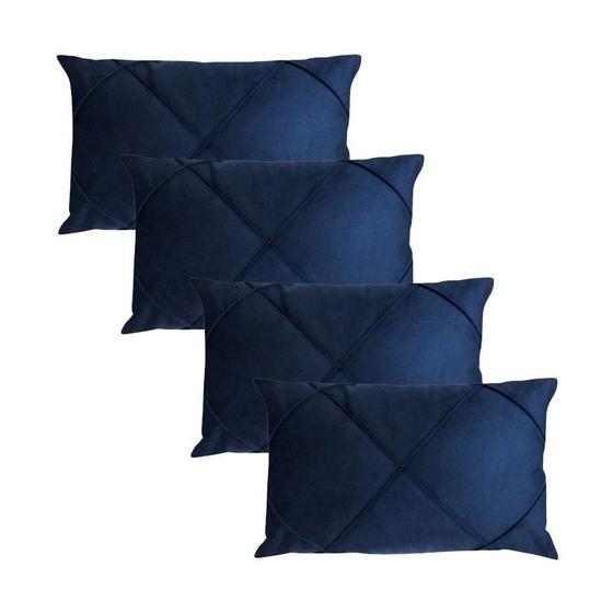 Imagem de Kit 4 Capas para Almofada Drapeada em Veludo Retangular 60x40 Várias Cores