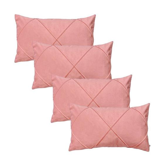 Imagem de Kit 4 Capas para Almofada Drapeada em Veludo Retangular 60x40 Várias Cores