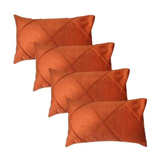 Imagem de Kit 4 Capas para Almofada Drapeada em Veludo Retangular 60x40 Várias Cores