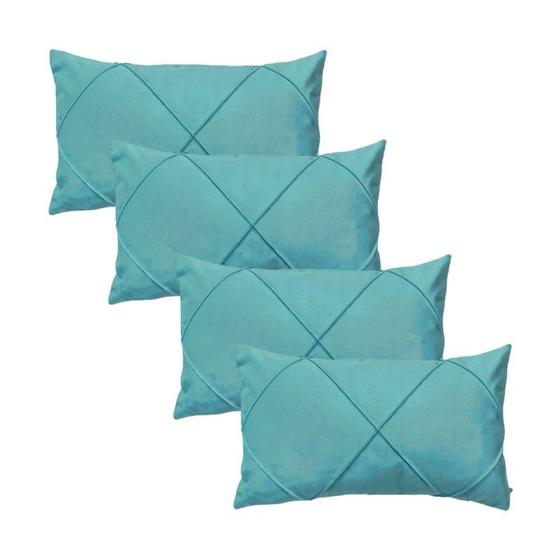 Imagem de Kit 4 Capas para Almofada Drapeada em Veludo Retangular 60x40 Várias Cores