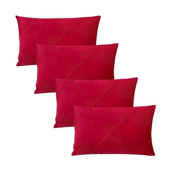 Imagem de Kit 4 Capas para Almofada Drapeada em Veludo Retangular Várias Cores