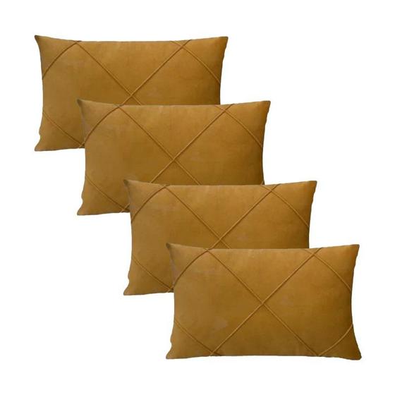 Imagem de Kit 4 Capas para Almofada Drapeada em Veludo Retangular Várias Cores