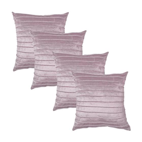 Imagem de Kit 4 Capas para Almofada Drapeada Line em Veludo Quadrada Várias Cores