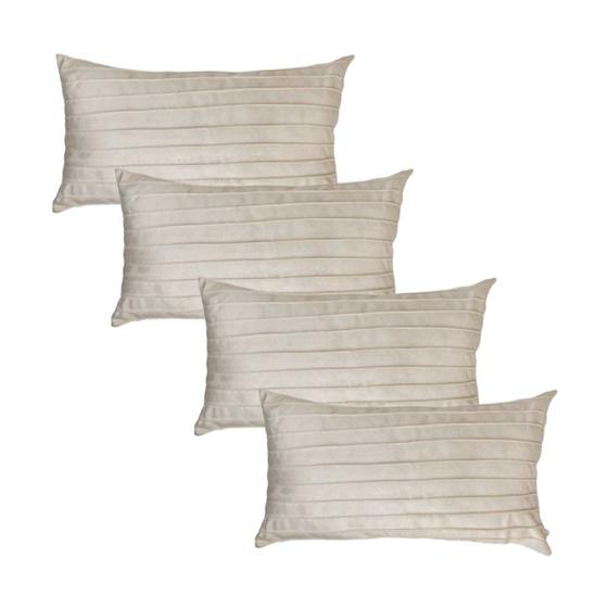 Imagem de Kit 4 Capas para Almofada Drapeada Line em Veludo Retangular 60x40 Várias Cores
