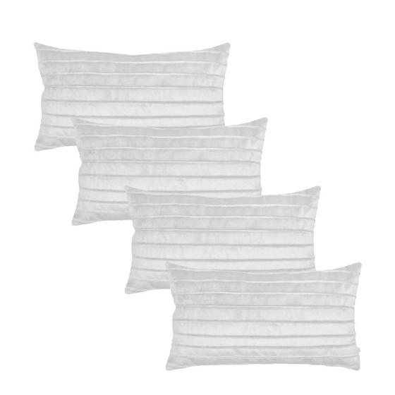 Imagem de Kit 4 Capas para Almofada Drapeada Line em Veludo Retangular 60x40 Várias Cores