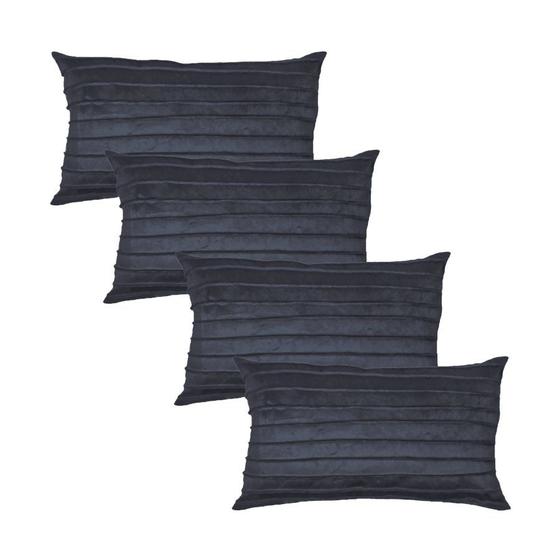 Imagem de Kit 4 Capas para Almofada Drapeada Line em Veludo Retangular 60x40 Várias Cores