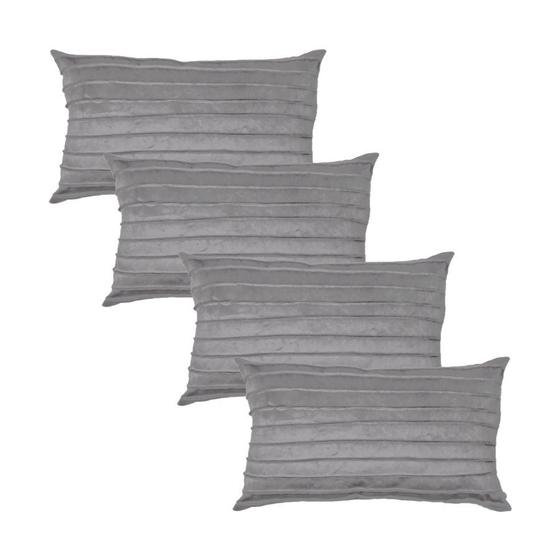 Imagem de Kit 4 Capas para Almofada Drapeada Line em Veludo Retangular Várias Cores