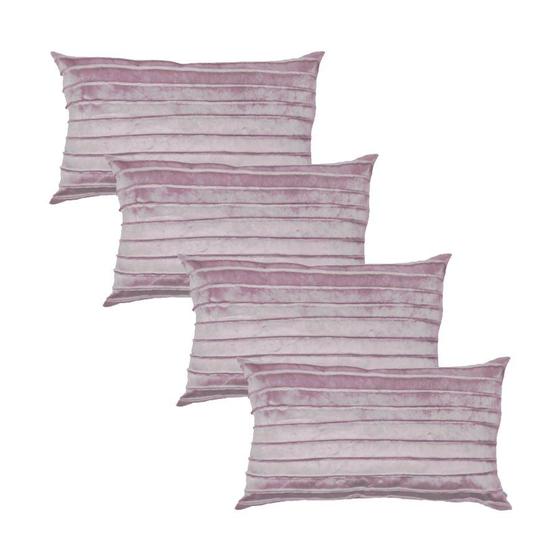 Imagem de Kit 4 Capas para Almofada Drapeada Line em Veludo Retangular Várias Cores