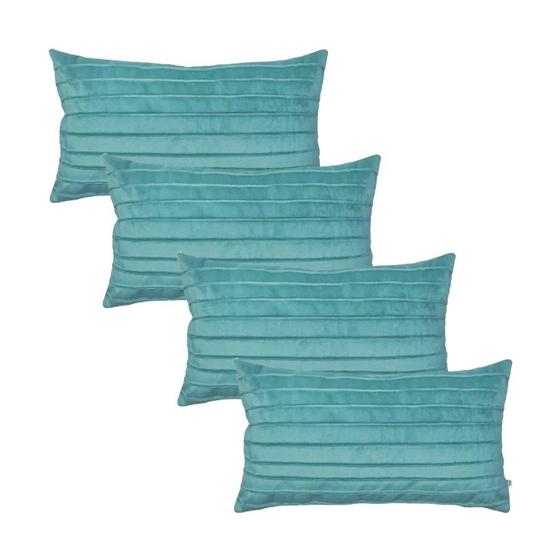 Imagem de Kit 4 Capas para Almofada Drapeada Line em Veludo Retangular Várias Cores