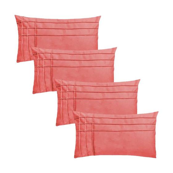 Imagem de Kit 4 Capas para Almofada Drapeada Line T Retangular em Veludo Várias Cores