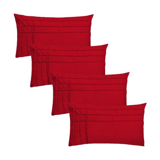 Imagem de Kit 4 Capas para Almofada Drapeada Line T Retangular em Veludo Várias Cores