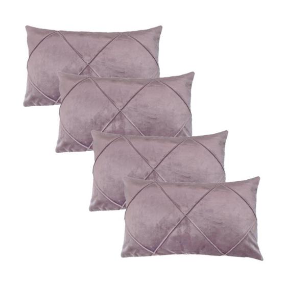 Imagem de Kit 4 Capas para Almofada em Veludo Drapeada 50x30 com Enchimento 55x35 Várias Cores