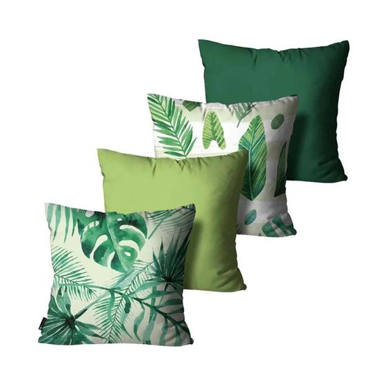 Imagem de Kit 4 Capas para Almofadas Mdecore Floral Verde 45x45