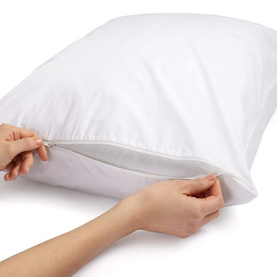 Imagem de Kit 4 Capas Protetora Para Travesseiro Anti-mofo Envio Hoje Porta Travesseiro Com Ziper Fronha 60x45