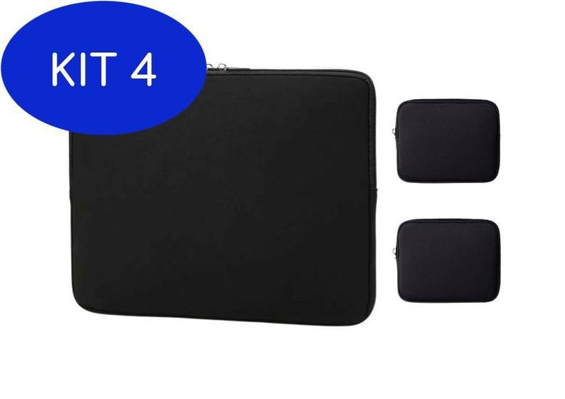 Imagem de Kit 4 Capas Slim Notebook Porta Cabo+Porta Hd 3 Peças 15.6