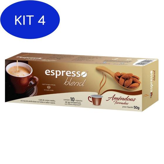 Kit 4 Cápsulas Espresso Blend Amêndoas para Nespresso Cápsulas de