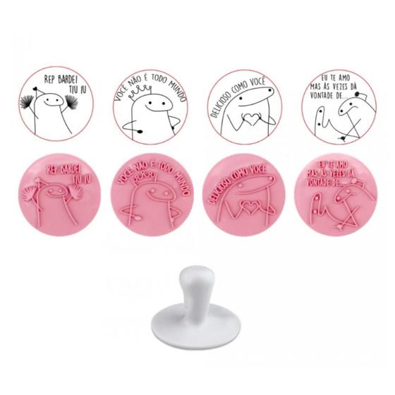 Imagem de Kit 4 Carimbos para Doces Flork 5cm Rosa Bb Bluestar