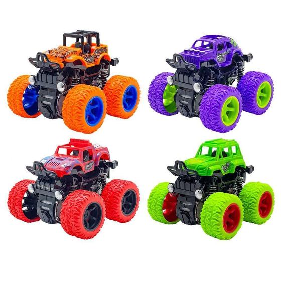 Imagem de Kit 4 Carrinho Miniatura A Fricção Jeep Com Suspensão 360