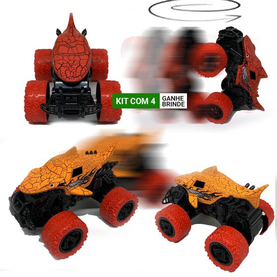 Imagem de Kit 4 Carros Tubarão Miniatura Truck 4x4 Fricção Brinquedo Carrinho Amortecedor Criança Presente Big Monster Mini Hot