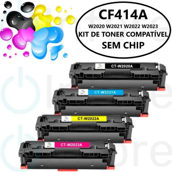 Imagem de Kit 4 Cartuchos de Toner Cf414a W2020 Compatível M454DW M454DN MFP M479FDW M479DW M479FDN Sem Chip