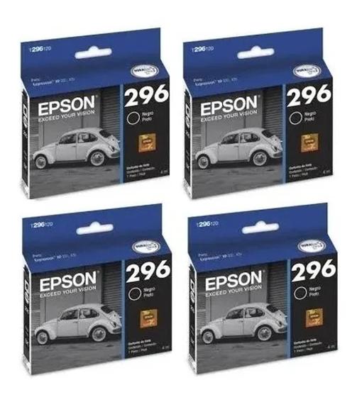 Imagem de Kit 4 Cartuchos Epson Preto 296 Xp 231 Xp 431 Xp231 Xp431