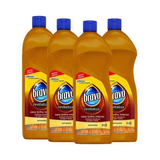 Imagem de Kit 4 Cera Líquida Bravo Máximo Brilho Amarela 750ml