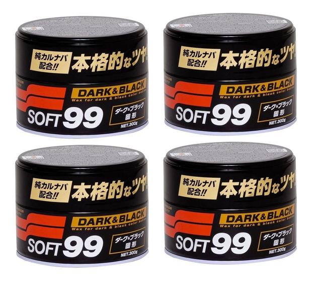 Imagem de Kit 4 Ceras de Carnaúba Soft 99 Dark e Black Para Carros Pretos e Escuros - 300g