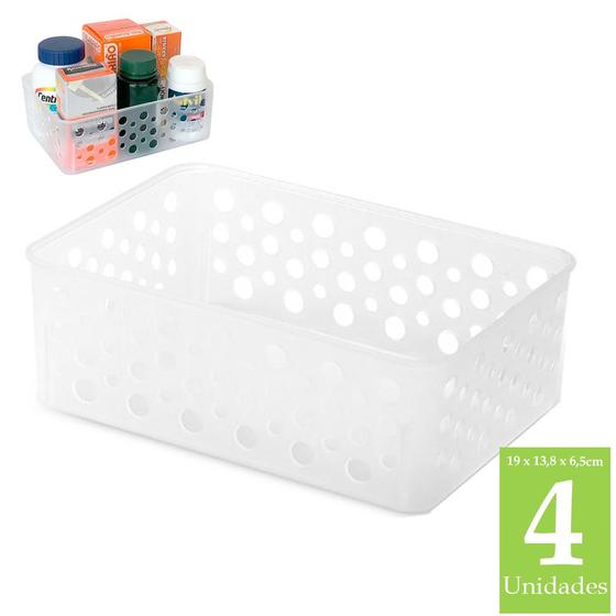 Imagem de Kit 4 cestas organizadoras multiuso para closet guarda roupa gaveta armário cozinha quarto infantil