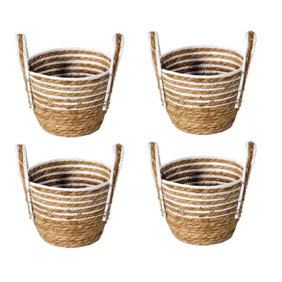 Imagem de Kit 4 Cesto Multiuso de Fibra Natural Com Alça 29X24CM