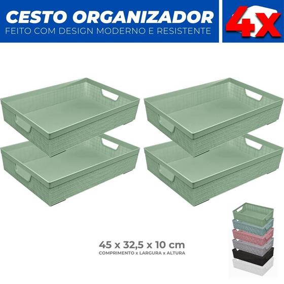 Imagem de Kit 4 Cestos Organizador Armário Gaveta Lavanderia G 45x32