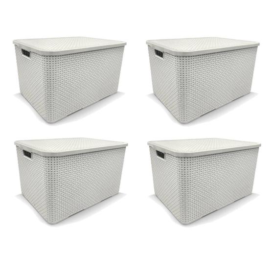 Imagem de Kit 4 Cestos Organizador Rattan 7 Litros Branco Arqplast