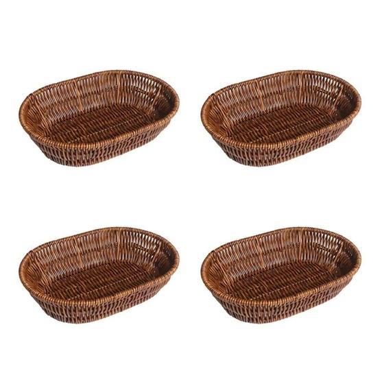 Imagem de Kit 4 Cestos Retangular Travessa De Servir Rattan 29x20cm