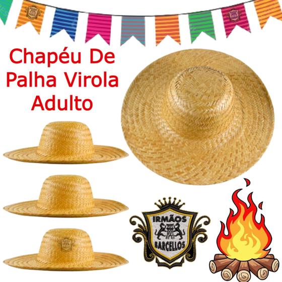 Imagem de Kit 4 Chapéus De Palha Aba Grande Virola Festa Junina Quadrilha - Artigos De Festas Fantasias