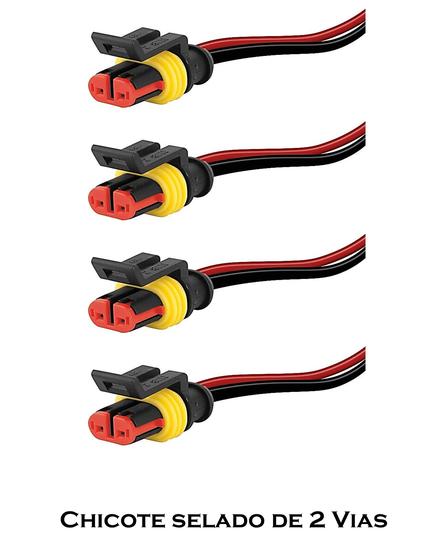 Imagem de KIT 4 Chicote para Lanterna Automóvel Caminhão Ônibus com Conector Selado de 2 Vias
