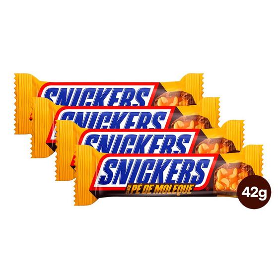 Imagem de Kit 4 Chocolate Snickers Pé de Moleque com 42g