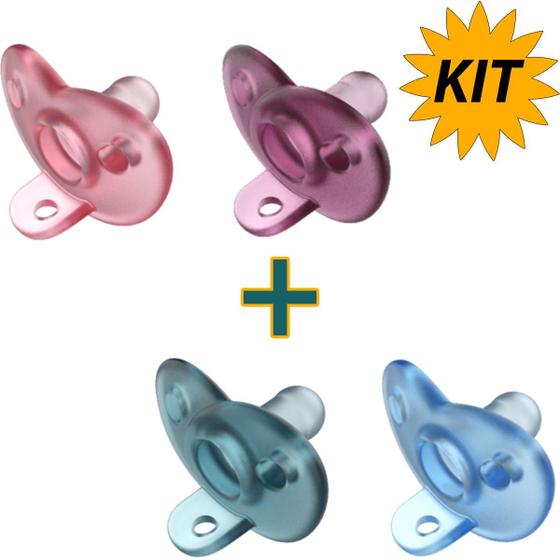 Imagem de Kit 4 Chupetas 100% Silicone Avent Soothie - Rosas e Azuis