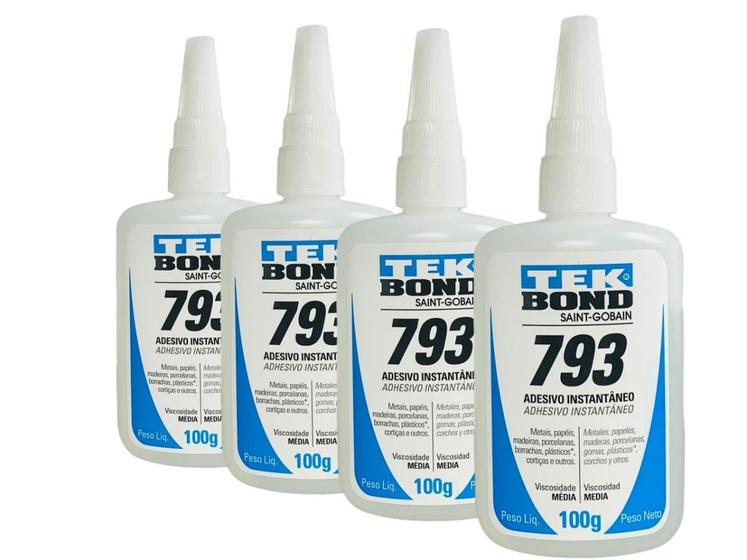Imagem de Kit 4 cola adesivo instantaneo tek bond 793 100g