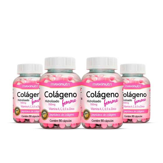 Imagem de Kit 4 Colágeno Femme Vitaminas + Zinco 90 Cápsulas Maxinutri